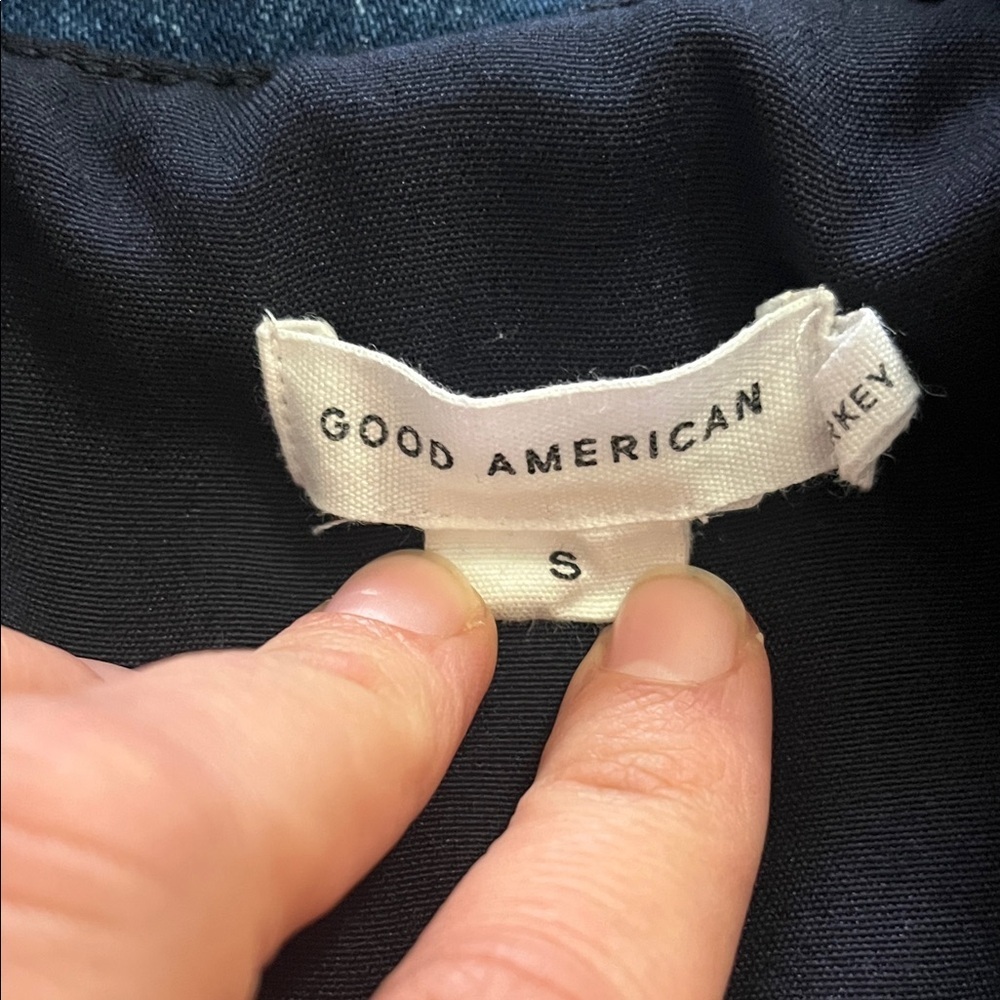 Good American Light Blue Cotton Denim Uniform Style Blazer Jacket Small - Picture 5 of 14
